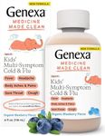 Genexa Kids' Multi-Symptom Cold & Flu Children's Liquid Pain, Fever and Cough Medicine |Pain, Fever and Cough Syrup for Kids 4-11 | Delicious Organic Blueberry Flavor | 4 Fluid Ounces