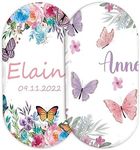 Personalized Bassinet Sheet Set 2 Pack for Baby, Custom Bassinet Mattress Sheets with Name, Universal Fitted for Various Cradle Mattress Pad, Floral Butterfly Bassinet Sheets for Girls (16" x 32")