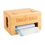 Bvdfgk Trash Bag Holder Dispenser - Bamboo Garbage Bag Organizer Wall Mount for Kitchen Cabinet, Extra Large Hanging Trash Bag Roll Storage Container with Lid Under Sink