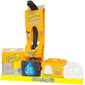 Scrub Daddy Household Cleaning Supplies - The Microfiber BBQ Bundle - Includes 2 Microfiber Towels, 1 Grill Brush & PowerPaste Cleaning Paste with 1 Scrub Mommy Sponge