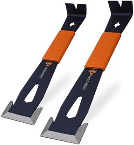 Wrango Tools 9.5" Trim Bar Pry Bar - Patented Small Pry Bar with Bolt Remover & Nail Puller for Home Improvement & Construction - Flat Bar with Shock-Absorbing Grip & Wide Winged Ends, 2pk