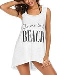 Ekouaer Womens Sleeveless Coverups Swim Dress Swimsuit Beach Bikini Cover Ups for Swimwear White