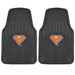 BDK Warner Bros DC Comics Superman Superhero Car Accessories - All Weather Heavy Duty Rubber Liners - Anti-Slip 27 x 18 in Car Mats - Universal Fit Floor Mats