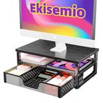 Ekisemio 2 Tier Metal Monitor Stand Riser and Computer Desk Organizer for Laptop, Computer, Printer, iMac, Black