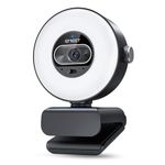 EMEET S600L 4K Webcam for Streaming with Ring Light, 4 Lighting Modes, Rainbow Effect, 1/2" Sensor, AI Imaging, 0.2S PDAF, 2 Mics, Dial Control, 4K Webcam with Light for OBS/Twitch/YouTube/Zoom/PC/Mac