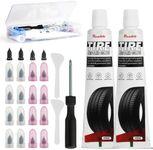 Tire Repair Kit, Tire Repair Glue 100ml, Tire Repair Rubber Nail 20 Pcs, Screw in Tire Plugs Kit, Fast Self-Service Tire Repair Screws Kit for Car, Motorcycle, Bike, Truck, Tractor, Garage