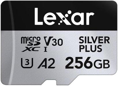 Lexar Silver Plus Carte Micro SD 256 Go, Microsdxc Carte TF jusqu'à 205 Mo/s en Lecture, 150 Mo/s en écriture, Carte Mémoire Micro SD+ Adaptateur, A2, U3, Classe 10, V30, Full HD et 4K UHD Video
