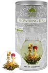 Flowering teas - Handcrafted with Natural Green Tea Leaves and Edible Flowers - 12 Pack Gift Jars - Makes 250 Cups (Colorful Life)