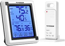 VIVOSUN Indoor Outdoor Thermometer Wireless Digital Hygrometer Temperature and Humidity Monitor with Touchscreen LCD Backlight, 200ft/60m Range, Battery Included