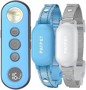 PATPET Dog Shock Collar with Remote(10-120lbs), IPX7 Waterproof Dog Training Collar Rechargeable Electric Dog Collar for 2 Dogs (Capri Blue)