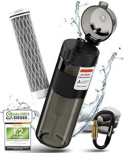 BERGKVIST® botella con filtro de agua para exterior FJÄLLKLAR (500 ml) - botella con filtro de AHLSTROM® para agua potable limpia en acampadas, excursiones y aventuras de supervivencia - Negro