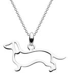 Dew Sterling Silver Sausage Dog Necklace of Length 45.7cm