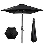 Best Choice Products 7.5ft Heavy-Duty Round Outdoor Market Table Patio Umbrella w/Steel Pole, Push Button Tilt, Easy Crank Lift - Black