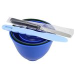 EustomA 4Pcs One Set Silicone Flexible Rubber Plaster Impression Mixed Alginate Bowl Dental Lab Mixing Bowls Blue**G