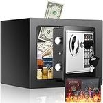 Fireproof Small Safe Box with Fireproof Money Bag, 0.25 Cu ft Mini Fireproof Safe with Digital Keypad & 2 Keys, Hidden Lock Box for Kids Home Hotels Business Passport Handgun Medication