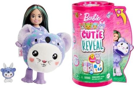 Barbie Chelsea Cutie Reveal Serie Disfraces Conejo koala Animal revela muñeca con mascota y accesorios sorpresa de moda, juguete +3 años (Mattel HRK31)