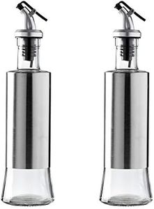 2 Pack Oil and Vinegar Cruets 10.6 oz Glass Bottles with Dispensers