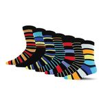 BARGAIN BUNDLE Bamboo Patterned Crew Socks for Men - Size 7-11 - Multipack, 7 Pairs (Stripes Black)