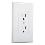 TayMac MW2500W Single-Gang Wallplate Non-Metallic Decorator Cover One Grounded Duplex, White Smooth(Pack of 5)