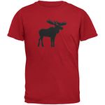 Animal World Moose Faux Stitched Red Adult T-Shirt - Large