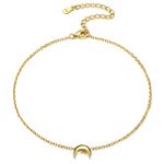 ChicSilver Delicate Tiny Moon Anklet Bracelet 18K Gold Plated Sterling Silver Crescent Moon Amklets Summer Beach Bohemian Barefoot Jewelry Women