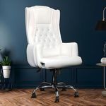 MRC EXECUTIVE CHAIRS ALWAYS INSPIRING MORE Maharaja High Back Office Chair With Ergonomic Lumbar Support & Heavy Any Position Locking Mechanism & Chrome Base (White)