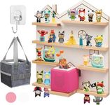Gieanoo Large Tonie Shelf for Toniebox,for Toniesbox 1 and Toniesbox 2 Tonie Shelf Wall Mounted Magnetic Pine Wooden Floating Shelves Compatible with Tonie Box Player Tonie Figures Storage(White)