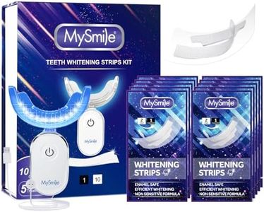 MySmile Non-Sensitive 10Pcs Teeth Whitening Strips Kit with Waterproof 28X LED Light 10-Min Fast Remove Coffee Wine Tobacco 20 Years of Stains Whitening Tooth Care Oral Safe for Enamel