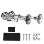 12V Dual Trumpet Air Horn, Super Loud dB 304 Stainless Steel Polished Siren for Marine Boats RV SUV Truck