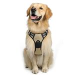 rabbitgoo Dog Harness Large Dog No Pull Pet Harness with 2 Leash Clips, Adjustable Soft Padded Pet Vest Harness, Reflective No-Choke with Easy Control Handle for Training or Walking, Coffee, L