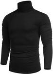 COOFANDY Men's Casual Basic Thermal Turtleneck Slim Fit Pullover Thermal Sweaters, XXL, Black