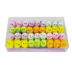 DearSun Pack of 36pcs, 1.350 inches High Mini Chicks Small Easter Chicks Chenille Chicks Easter Bonnet Decoration Easter Cake Decoration (Multicolor)