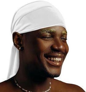 DuragPro 1 Pack Velvet Durag for Men & Women – Soft Velvet Headwrap, Long Tail & Wide Straps - Vibrant Non-Bleed Colors, All-Season Comfort, Fashion & Hair Protection (White)