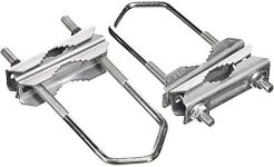 HD-LINE 2 x Double Clamp Sat Mast Clamp Toothed Clamp up to 60 mm Galvanised Balcony Silver 4