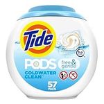 Tide PODS Free & Gentle HE Turbo Laundry Detergent Pacs, Unscented, 57 Count Tub