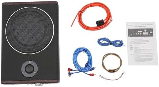 Xigner Subwoofer attivo per auto, 600 W, 12 V, autoradio ultra sottile, in acciaio inox, subwoofer con amplificatore integrato, subwoofer audio per auto/camion, nero