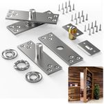 Aglehome Door Pivot Hinge, Hidden Door Hinge for Max 300 lb Secret Door, Heavy Duty Pivot Hinges for Hidden Door Bookcase 360 Degree Rotation, with Door Ball Catch Hardware - Center Pivot Hinge