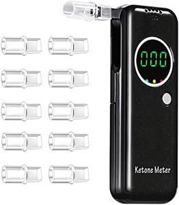 Ketosis Breath Analyzer High Accuracy Ketone Breath Meter Digital Breath Ketone Tester with 10 Reusable Mouthpieces for Keto Diet Testing - Black