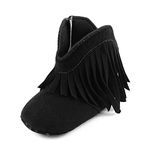 ESTAMICO Baby Girls' Cowboy Tassel Boots, Black, 12-18 Months Toddler