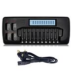 14 Slot Battery Charger AA AAA - Universal LED Battery Charger Intelligent Battery Charger For 1.2V AA AAA NiMH/NICD And 9V Li-Ion/NICD Rechargeable Batteries With Discharge Function