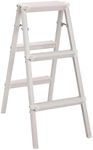 BIRDROCK HOME 3 Step Compact Steel Step Ladder - Sturdy Thin Folding Stool - Anti-Slip Steps - Great for Your Kitchen, Pantry, Closets, or Home Office - Indoor Stool - Silver (3 Step)