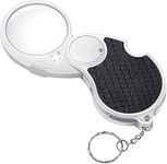 TECHSHARE Magnifying Glass with Light, Lighted Magnifying Glass, 5X Handheld Pocket Magnifier Small Illuminated Folding Hand Held Lighted Magnifier for Reading Coins Hobby Travel - 45 Mm Diameter