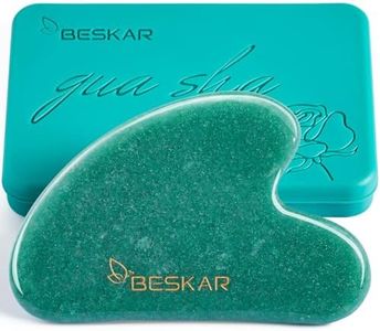 BESKAR Gua Sha Facial Tools, Natural Jade Stone Guasha Massager for Jawline Sculpting, Tighten Face Skin and Reduce Wrinkles, Face Eyes Body Neck Massage Tool, Skin Care Gift