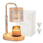 Candeldo Candle Warmer Lamp with Timer: Gold Candle Warming Lamp with 2 Bulbs Height Adjustable Wax Melt House Warming Gift New Home Decor Birthday Gift for Women