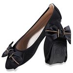 MACHSWON Womens Ballet Flats Sparkly Comfortable Casual Pointed Toe Bow-Knot Slip on Wedding Ballerina Dressy Flats Shoes Women(Black-6, Size 5.5)