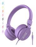 ONTA Foldable On Ear Audio Adjustable Lightweight Headphone for Kids Cellphones Smartphones iPhone Laptop Computer Mp3/4 Earphones (Purple)