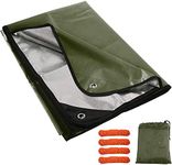 REDCAMP Heavy Duty Emergency Survival Blankets Reusable, 210 x 150 cm Large Waterproof Thermal Space Blankets, Multipurpose Reflective Insulated Tarp All Weather Blankets for Camping Hiking, Green