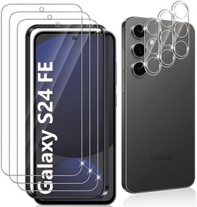 Datree 3 Piezas Protector de Pantalla para Samsung Galaxy S24 FE, con 3 Piezas Protector de Lente de Cámara,Dureza 9H Sin Burbujas, Alta Definicion,Anti-Arañazos Cristal Templado