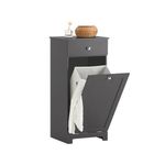 SoBuy BZR21-DG, Bathroom Laundry Basket Laundry Cabinet Bathroom Storage Cabinet with Drawer, 40x38x90cm, Dark Grey