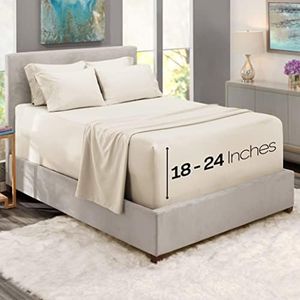 Nestl Extra Deep Pocket Bed Sheet Set - 6 PC Soft Microfiber Bedding Sheets & Pillowcases - Shrinkage and Fade Resistant - Full, Off White